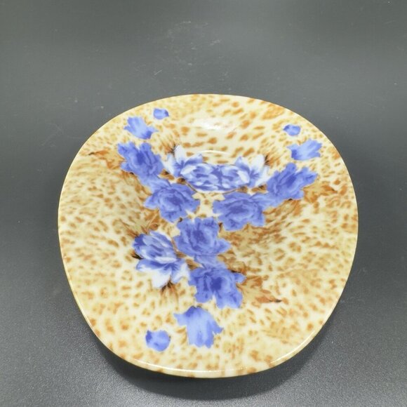 World Of Porcelain By HOM Dish Trinket Plate Spoon Rest Holder Blue Flowers VTG - Picture 11 of 11